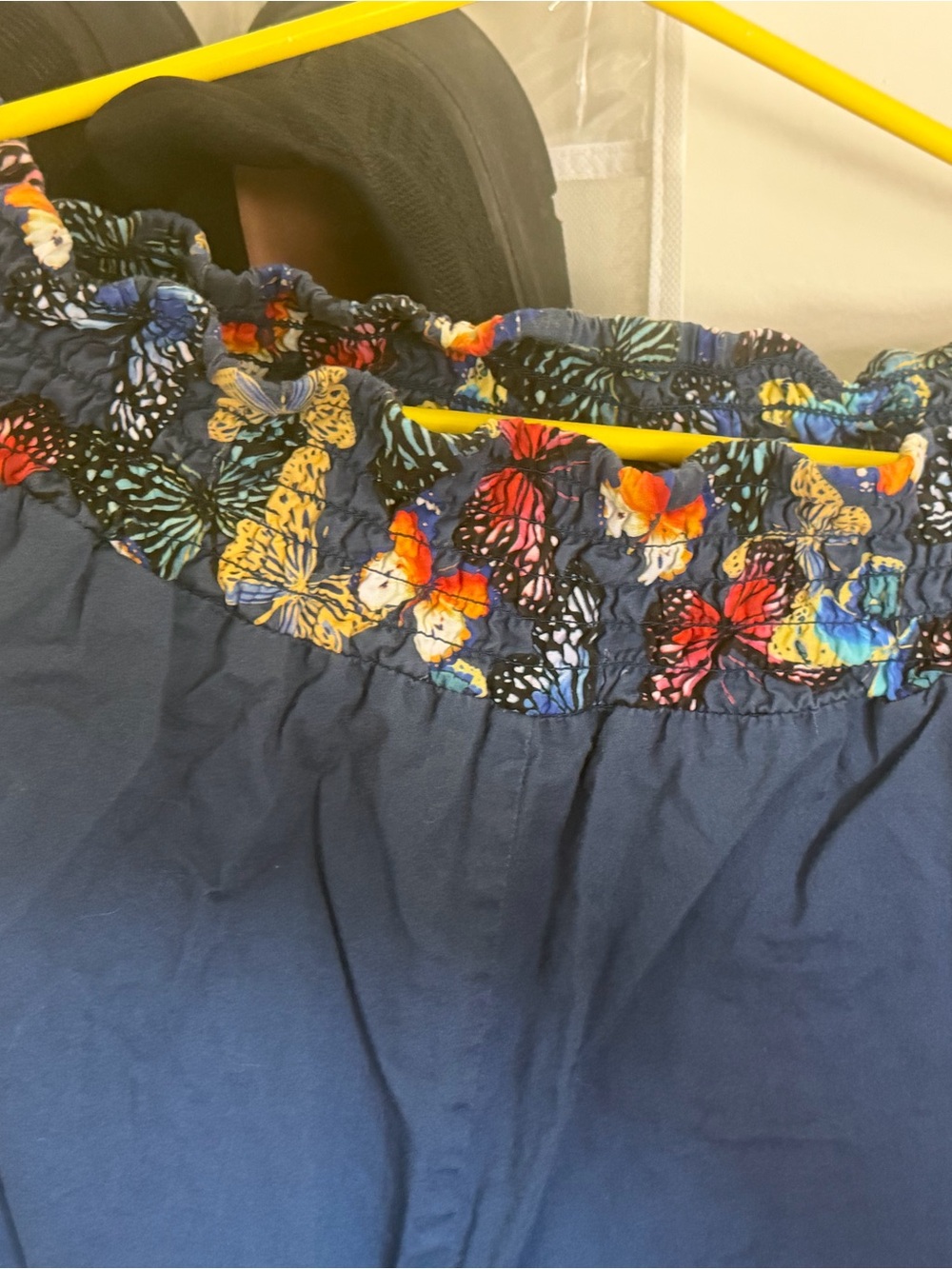 Johnny Was Wide-leg cotton pants Elastic-Waist with Multicolor with butterflies